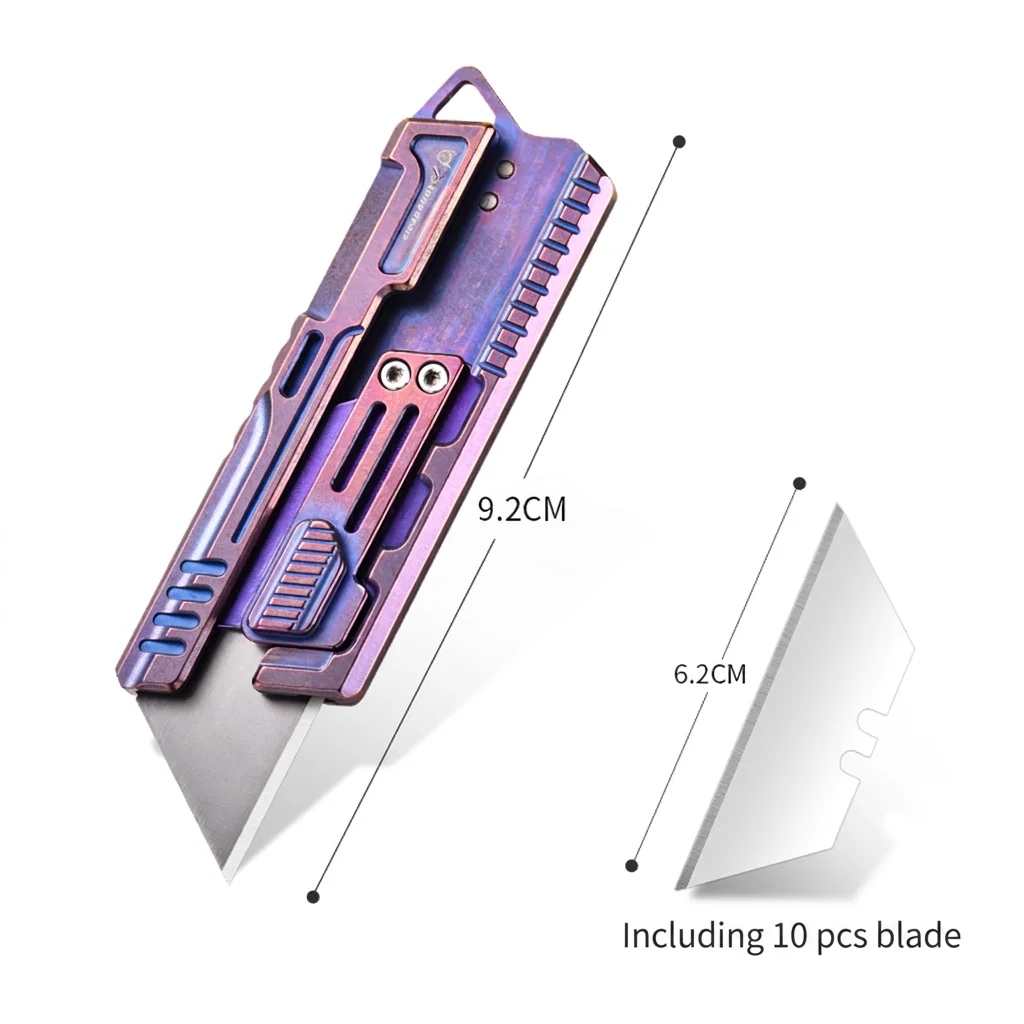 Titanium Alloy Pocket Cutter Portable Mini DIY Utility Knife Retractable Small EDC Cutting Tool Outdoor Pocket Box Opener Knife