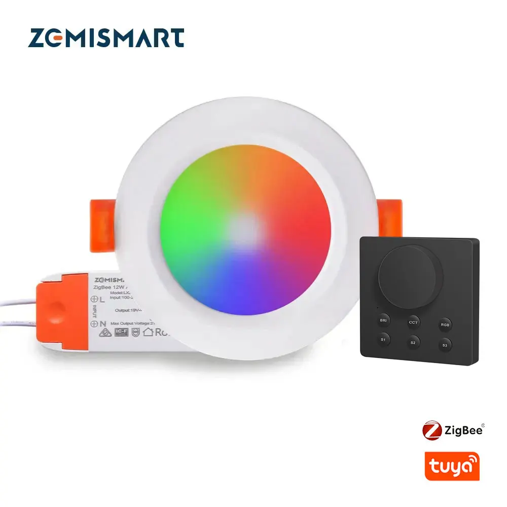 Zemismart Tuya Zigbee RGBCW Led Downlight with Wireless Knob Switch 2.5inch 3.5inch 4inch Alexa Google Home Voice Control