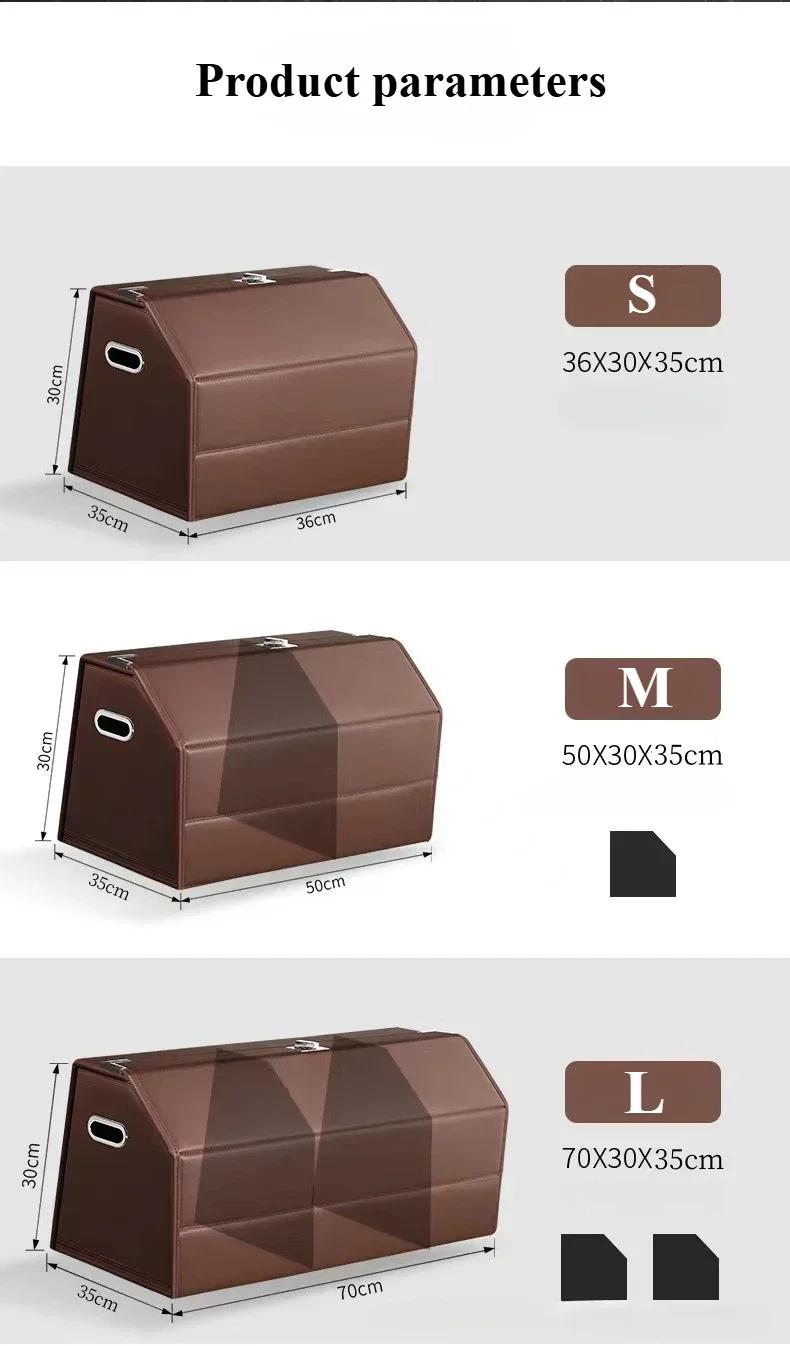 Foldable Leather Trunk Storage Box Auto Trunk Organizer Car Supplies Multifunctional Car Boot Organizer Car Trunk Box Organizers