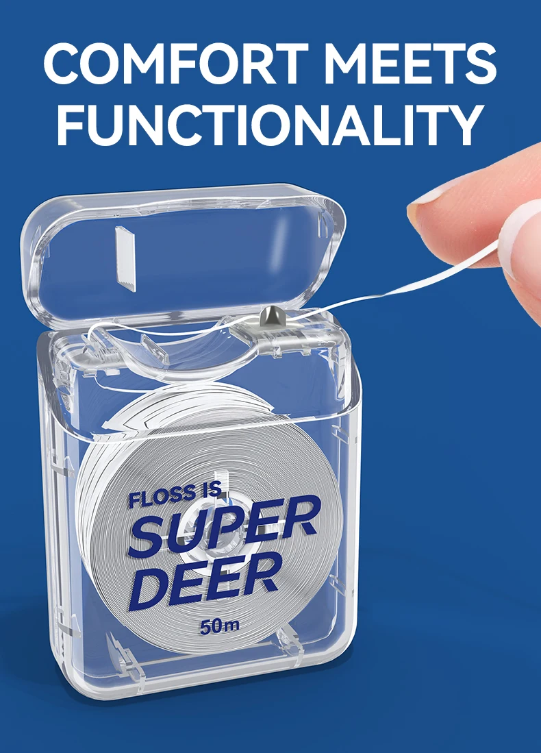 Super Deer 50M/Rolle PTFE Zahnseide mit Minzgeschmack, Glatte Zahnseide für Sichere Mund- und Zahnhygiene – Detail 5