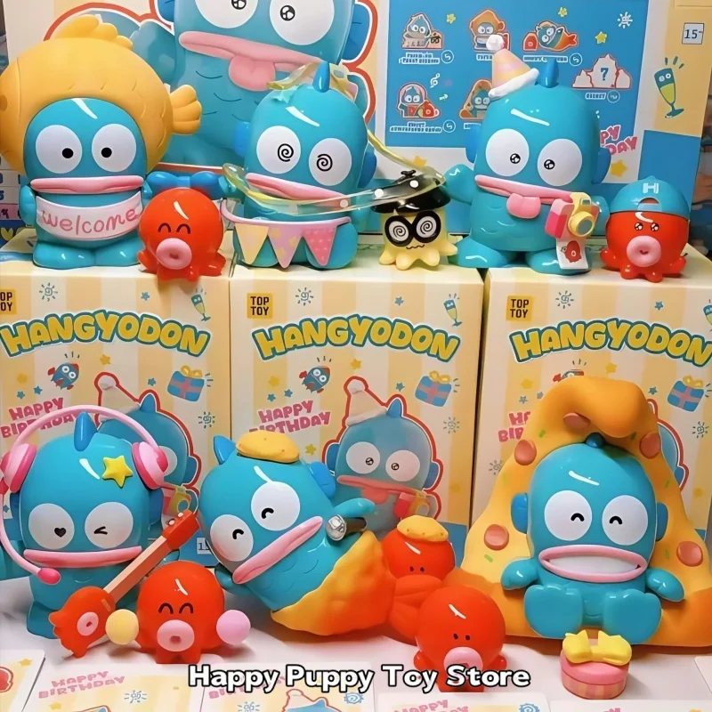 

В наличии, натуральная Toptoy Sanrio Hangyodon, серия «С Днем Рождения», слепая коробка, кавайная кукла, настольный орнамент, загадочная коробка, подарки-сюрпризы