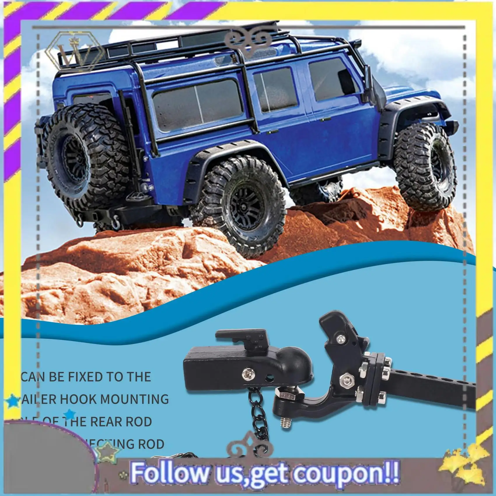 ABXV- Gancio per rimorchio con gancio in metallo per SCX10 90046 Traxxas TRX4 1/10 RC Crawler Car Modello di auto telecomandata per Baby Kid