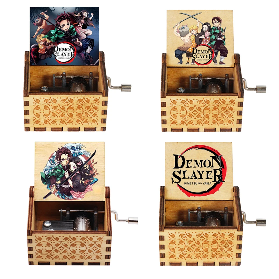 

HOTsale Wooden Hand Crank Music Box Classic Anime Demon Slayer Tanjiro Movie Theme Song Birthday Gifts for XMAS--