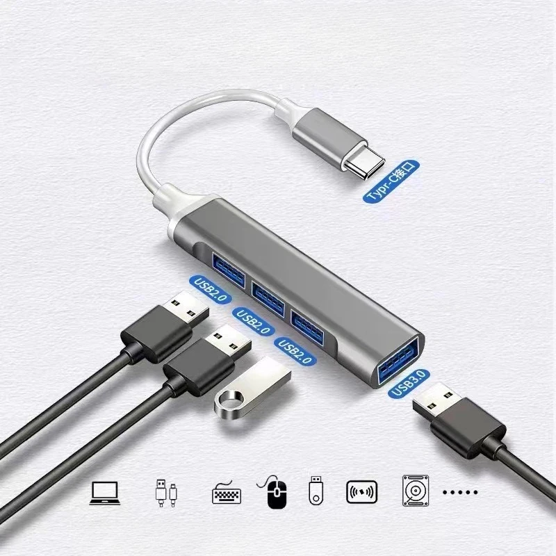 Hub docking station usb3.0 aluminum alloy four-in-one typec computer splitter