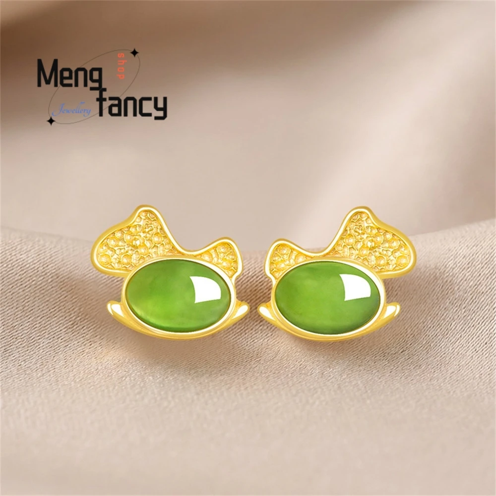 

Серьги-качалки из серебра S925 с натуральным нефритом Хэтиан, роскошные, модные, изысканные украшения, подарок