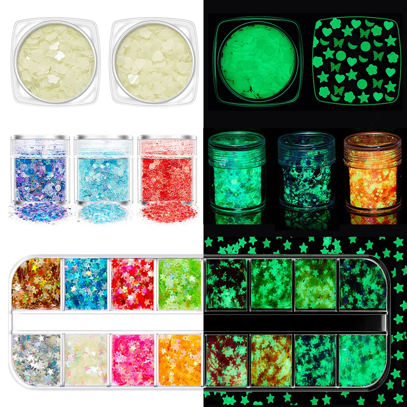 Luminous Sequins Glitter Epoxy Resin Filling DIY Nail Art Decoration Jewelry Making Neon Fluorescent Flake Glowin Dark Sequin