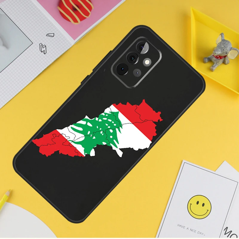 Lebanon Flag Map Phone Case For Samsung Galaxy A53 A33 A13 A12 A32 A52 A14 A34 A54 A15 A25 A35 A55 A71 A51