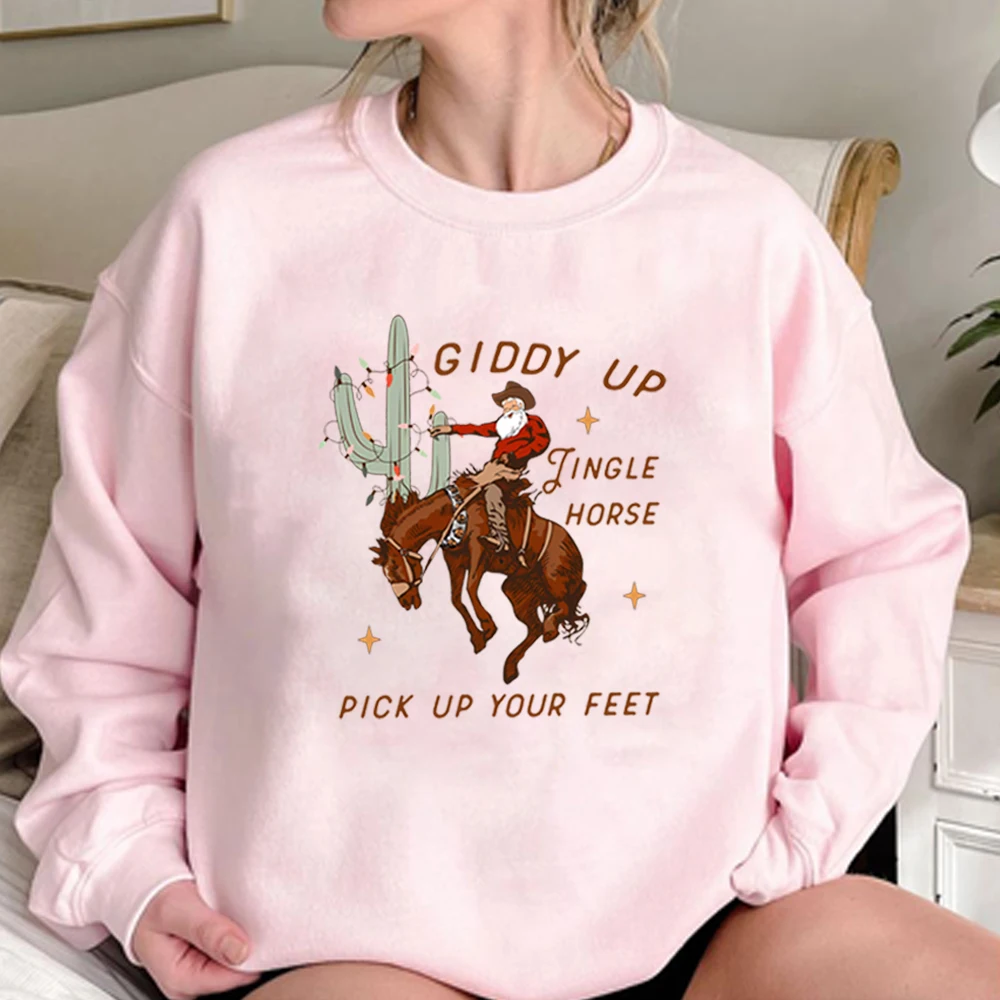 Vintage Cowboy Christmas Sweatshirt Giddy Up Jingle Horse Pick Up Your Feet Pullover Funny Howdy Christmas Horse Sweatshirts