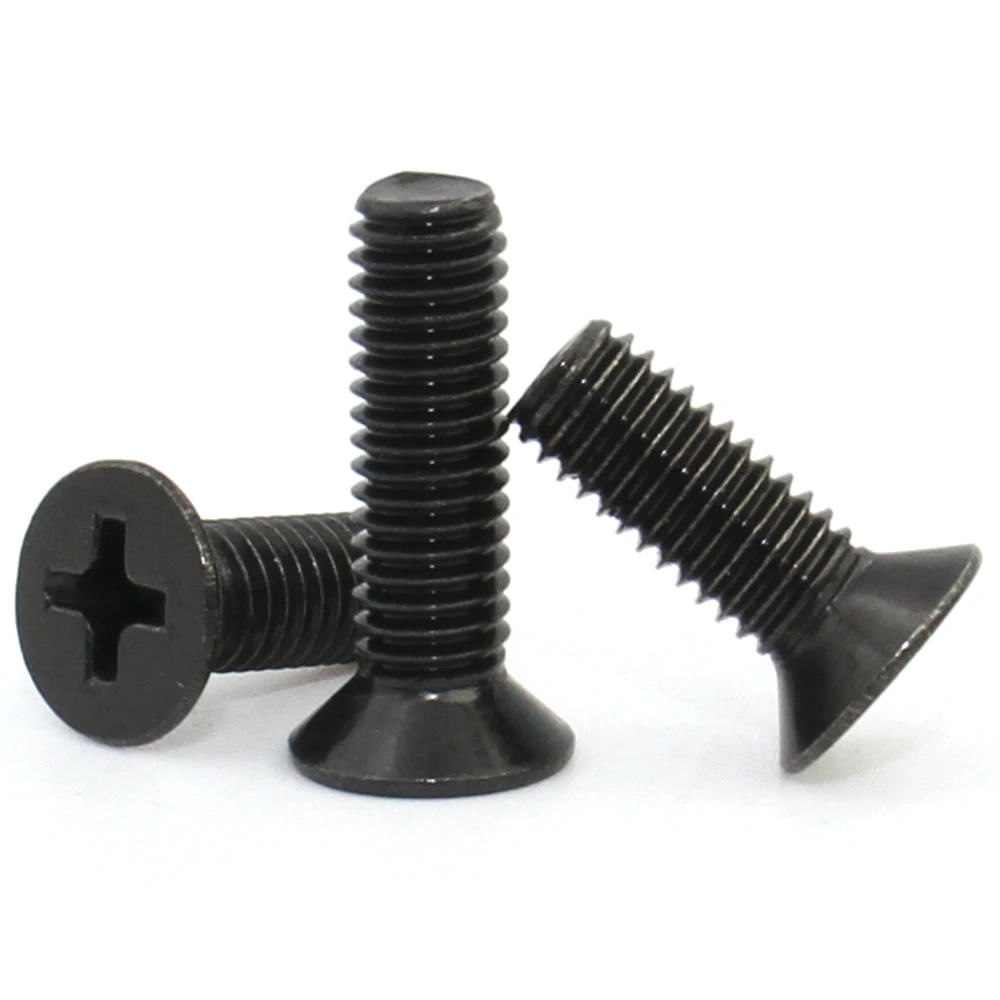 50/20/10pcs M1.6 M2 M2.5 M3 M3.5 M4 M5 M6 Black 304 Stainless steel Cross Phillips Small Flat Countersunk Head Mini Screw Bolt