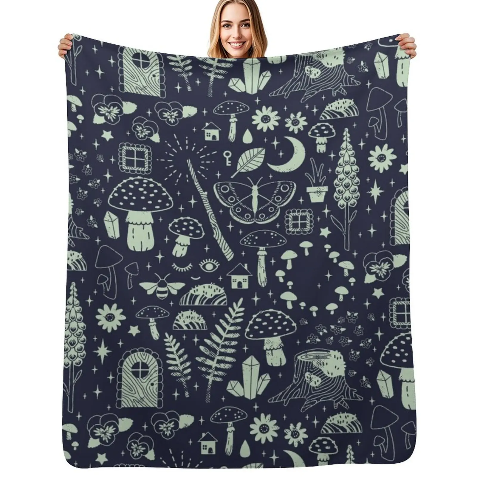 

Fairy Garden: Midnight Throw Blanket Decoratives funny gift Bed Loose Blankets