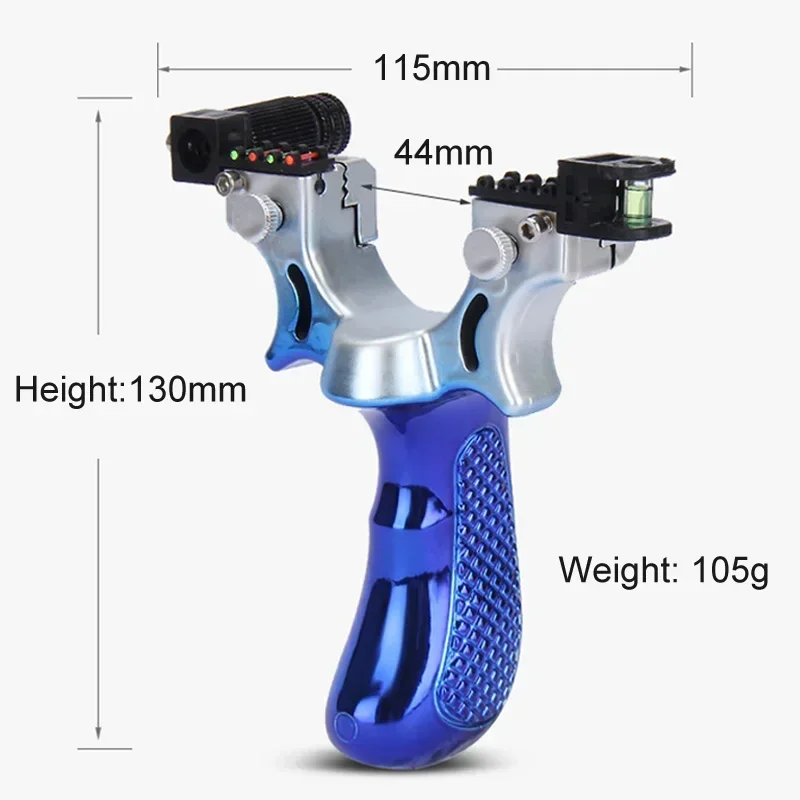 Aiming Laser Slingsshot Anti Slip Gradient Blue Slingshot Outdoor Hunting Shooting Rubber Band Steel Ball Practice Set Toy Guns