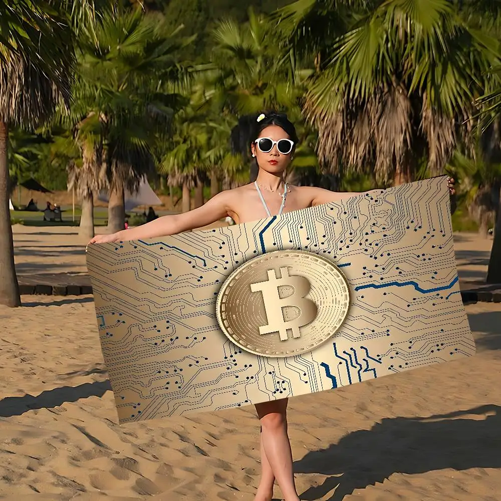 Money Bitcoin Microfiber Printed Beach Towel Mountain Climbing Yoga Beach Swimming Running Absorbent Soft Towel