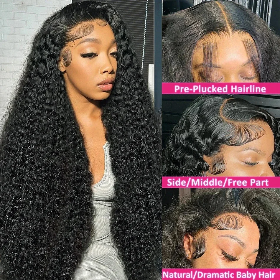 Deep Wave Transparent Wig 250% 13x6 HD Lace Front Wig human hair Brazilian Loose Curly Water Wave 5x5 Glueless Wigs For Women