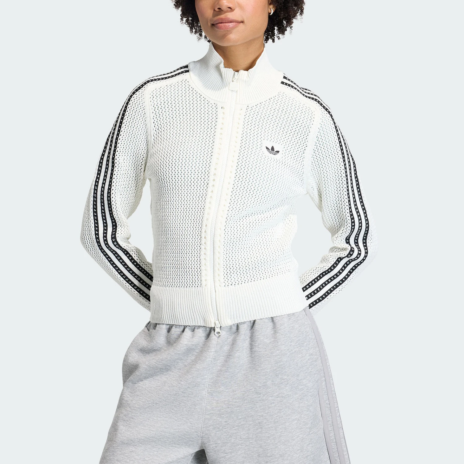 

Adidas Authentic Three Leaves Women's Stand Collar Knit Sports Breathable Jacket KC6496