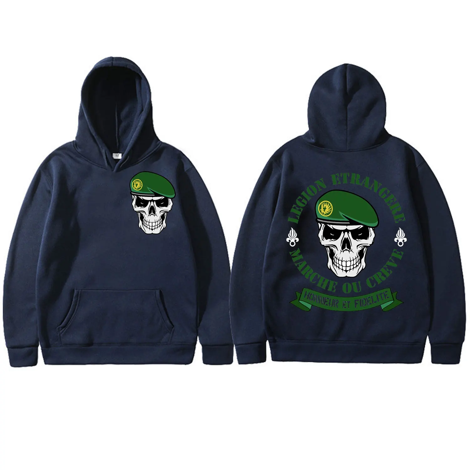 Foreign Legion Horror Skull Print Hoodie Man Harajuku Gothic Hooded Sweatshirts Fashion Trend Vintage Pullovers Men's Streetwear