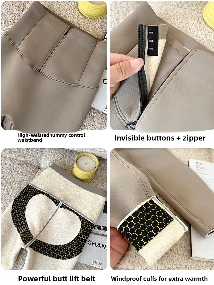 하이웨이스트 요가 팬츠 안감이 있는 추가 보온 타이츠 가을 겨울 플러스 사이즈 여성용 베이스 레이어 팬츠