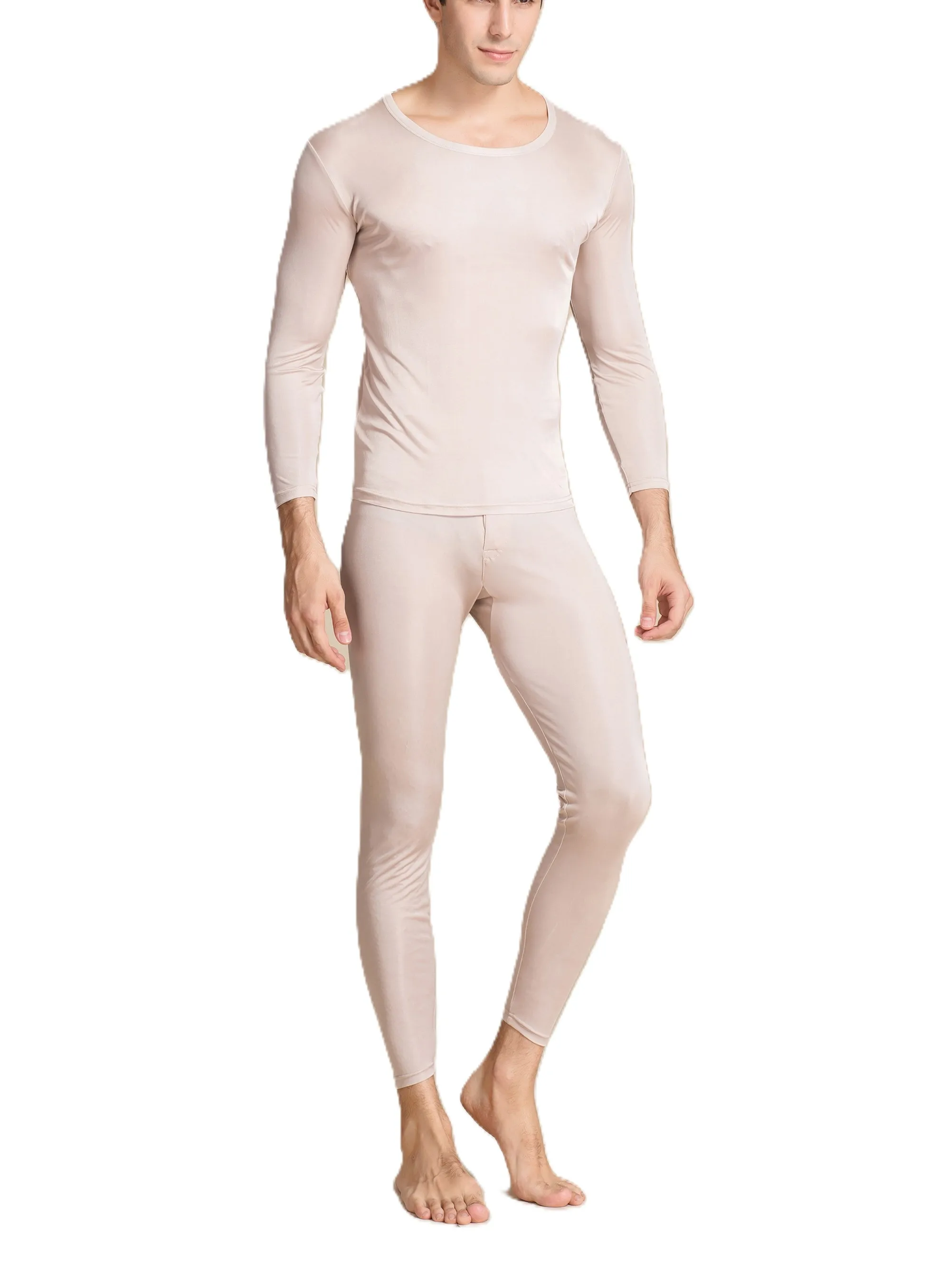 ملابس داخلية حريرية طويلة للرجال من حرير التوت طقم ملابس داخلية حرارية علوية وسفلية/طبقة أساسية #1