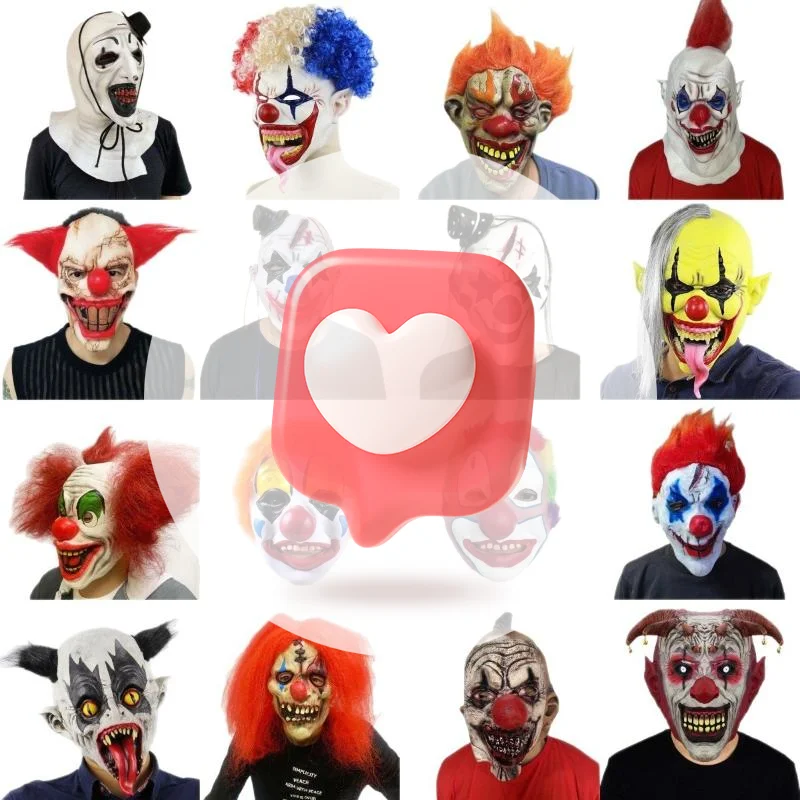 Varias máscaras de payaso para Halloween, máscara de fiesta de Cosplay, máscaras de látex, casco NPC, broma divertida, tocado para asustar, Bar, accesorios de disfraz de fiesta, máscara