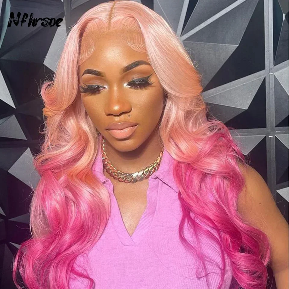 

Косплей Прозрачный 13x4 Кружевные Фронтальные Парики 30 Дюймов Ombre Розовый Красный Объемная Волна Бразильский Парик Человеческих Волос Для Женщин Плотность 180