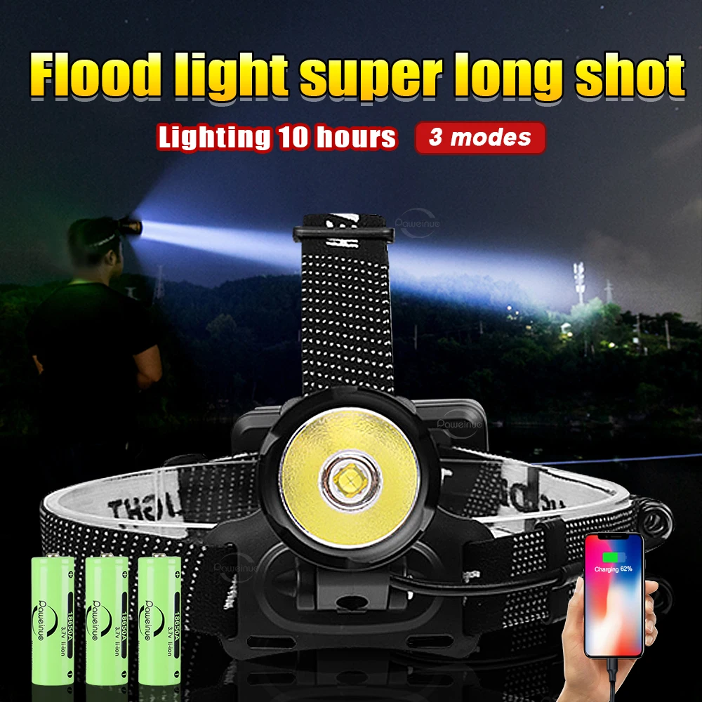 

High Power Head Lantern Led Rechargeable High Lumens And Super Bright Head Lantern 18650 Battery 3 Modes Waterproof Headlamp