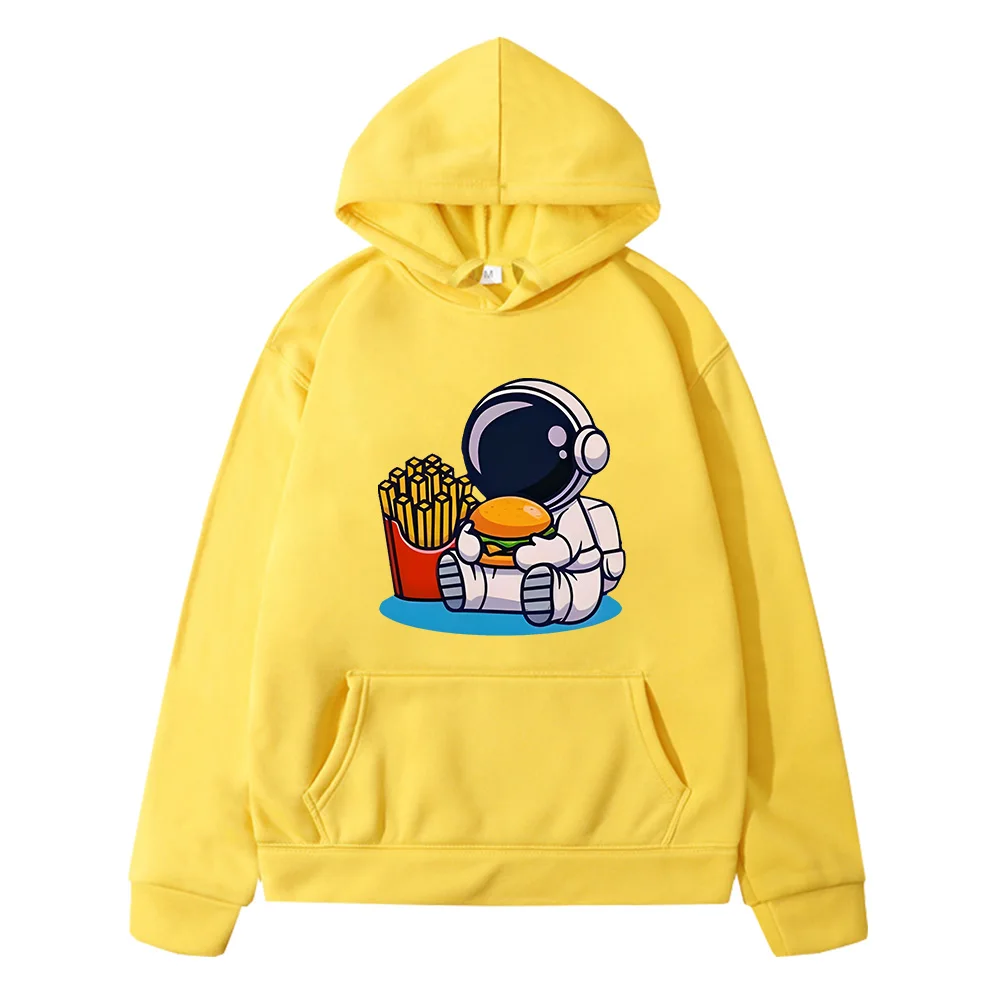 Astronaut Eat Hamburger Fries Printed Hoodies Kids Hoody Sweatshirts Baby Girls Cartoon Pullovers Boutique Clothes Boys Outwear