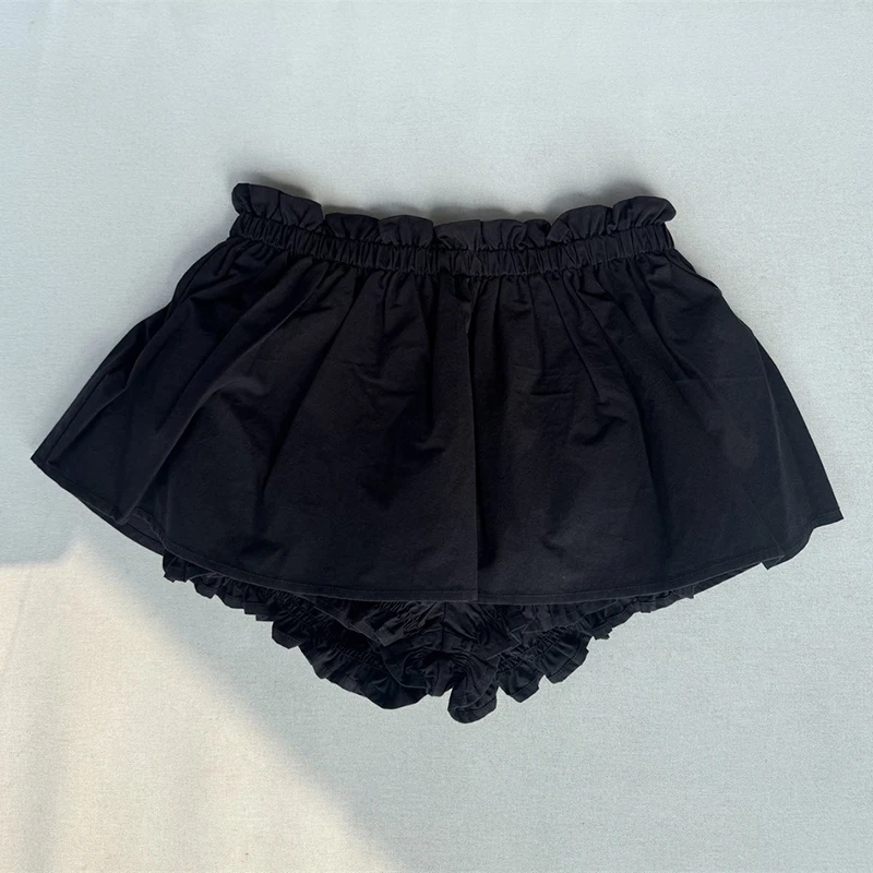 100% Cotton Black Skort-Style Shorts: Stylish High-Waisted Paperbag Shorts with Ruffle Detail – New for Autumn 2026