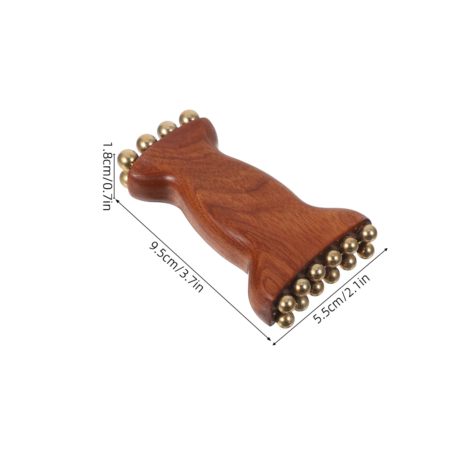 황동 구슬이 있는 샌달우드 얼굴 마사지기 수동 목재 마사지 도구 얼굴 목 괄사 지압점 이완 피부 관리