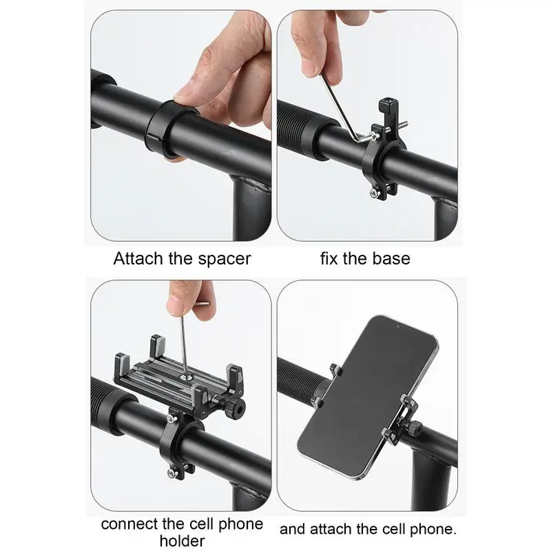 Bicycle Cycling Aluminum Alloy Phone Holder Metal Stable Phone Bracket Adjustable 55-88mm 360 Degrees Rotation Holder