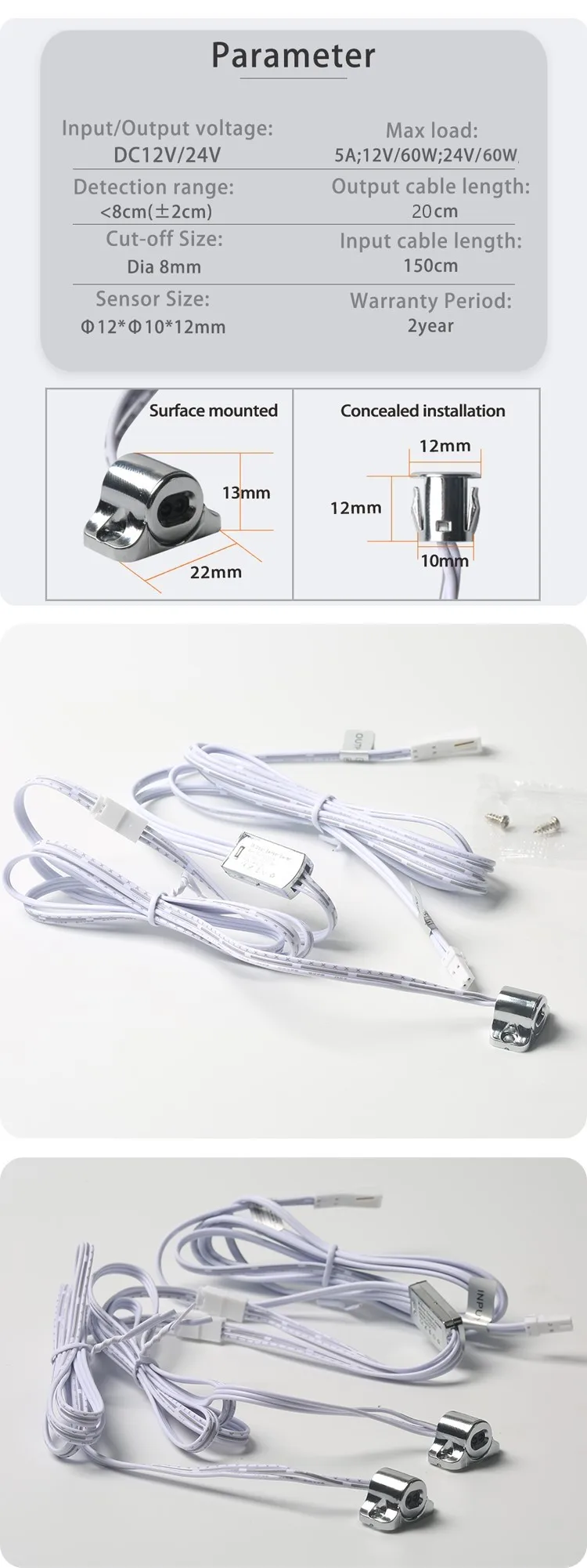 Möbel-Schranktür-Öffnungs-/Schließ-LED-Sensor-Schalter 12V 24V IR-Näherungssensor für Tür- und Schubladenbeleuchtungssteuerung – Detail 4