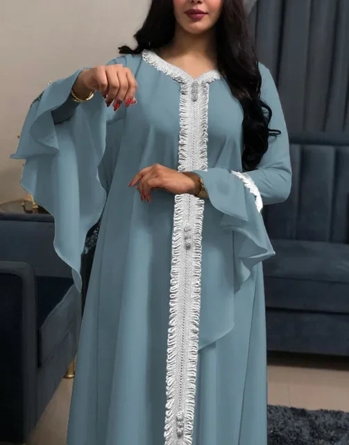 Jalabiya-Vestido Kaftan Árabe para Mulheres, Dubai, Turquia, Abaya, Bordado, Djellaba Solto, Moda Muçulmana, Vestuário Islâmico, Branco