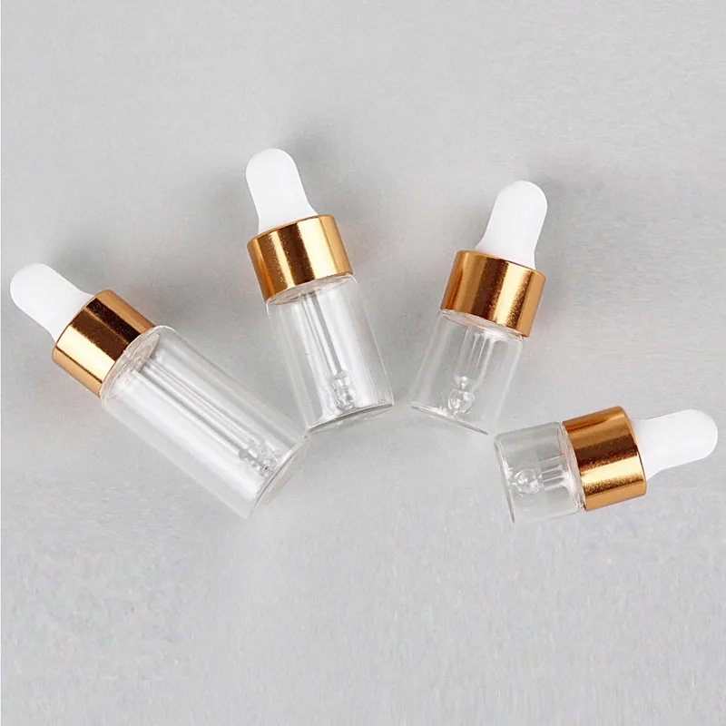 20/30/50/100 stücke Mini Klare Glas Ätherisches Öl Aromatherapie Dropper Flaschen Gold Kappe Reagenz Tropfen auge Flüssigkeit Pipette Flasche