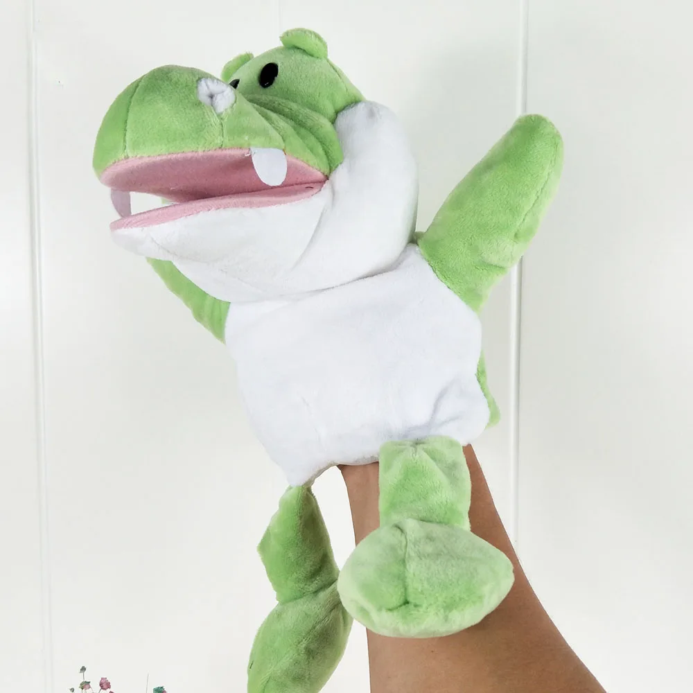 Brinquedo de fantoche de mão infantil Brinquedo de pelúcia recheado de crocodilo verde