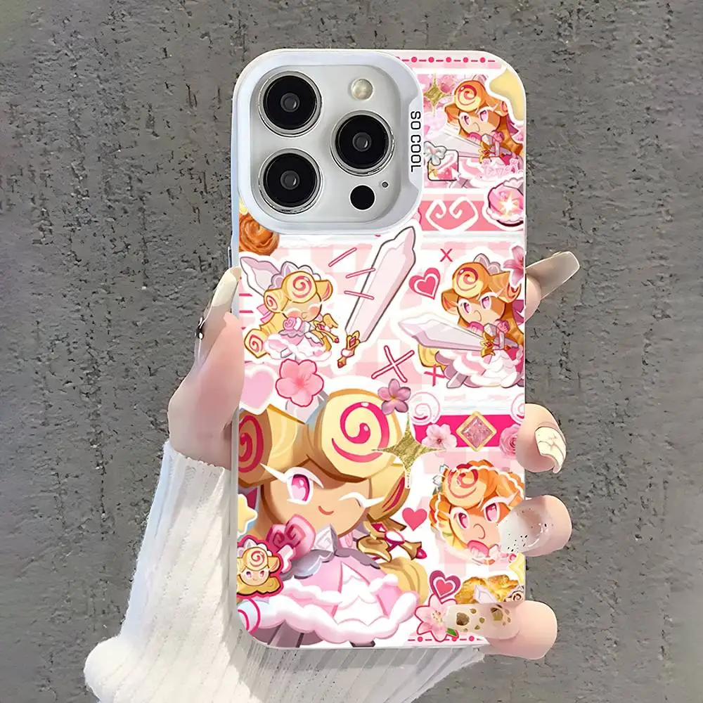 حافظة هاتف C-Cookie Run K-Kingdom لهاتف iPhone 17,16,15,14,13,12,11,Pro,XS,Max,Plus,Mini,SE غطاء مقاوم للصدمات من الحلوى البيضاء غير اللامعة