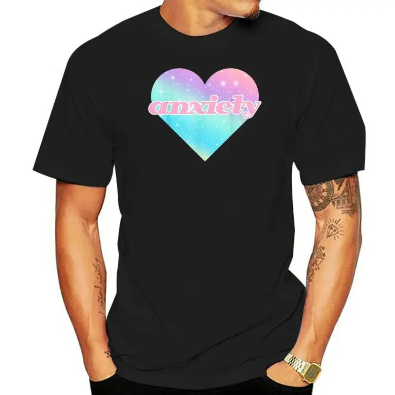 New Kawaii Pastel Goth Anxiety Space Heart Black T-Shirt S-6Xl Usa Size Em1 Fitness Tee Shirt