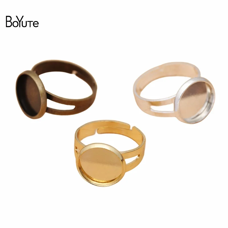 

BoYuTe Custom Made (200 Pieces/Lot) Metal Brass Adjustable Blank Ring with 12mm Cabochon Base Diy Handmade Jewelry Accessories