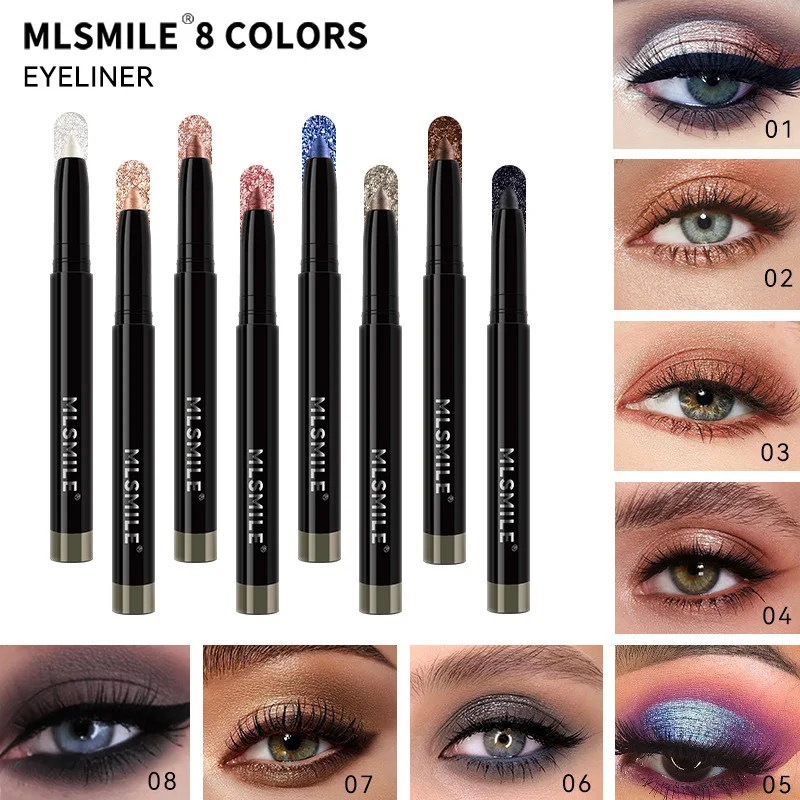 Lazy high light eye shadow pen Lying silkworm pen shadow pearlescent fine flash double head eye shadow stick earth color waterpr