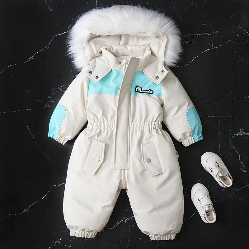 

Baby Ski Clothes Winter Children Clothing Set Thicken Plus Cotton Baby Ski Suit Warm Boys Overalls Bodysuit for Girl 1-4 Years