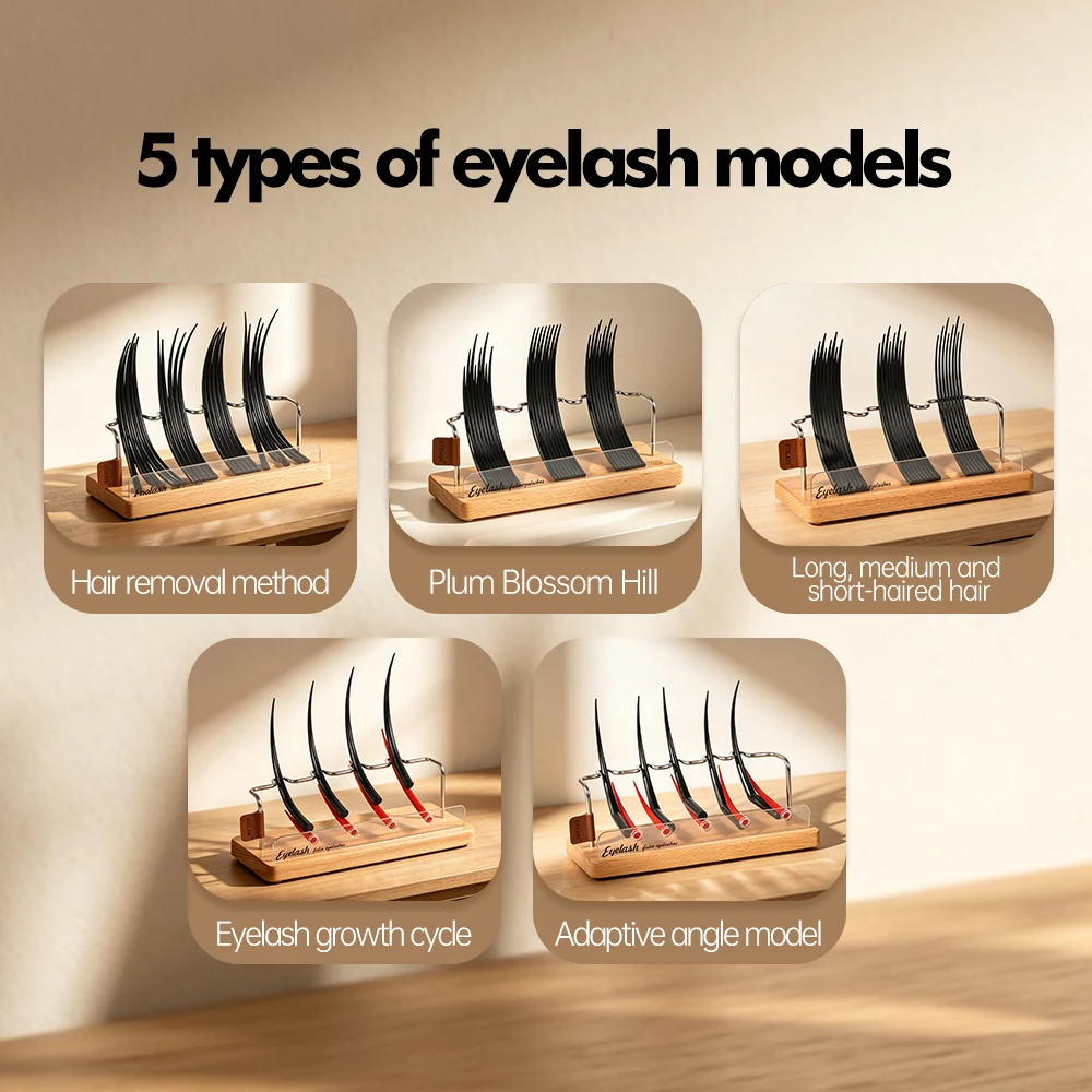 Women 5 Styles Eyelash Extension Display Stand, Professional Lash Practice Model for Beauty Salon & Training, Lash Tech Tools