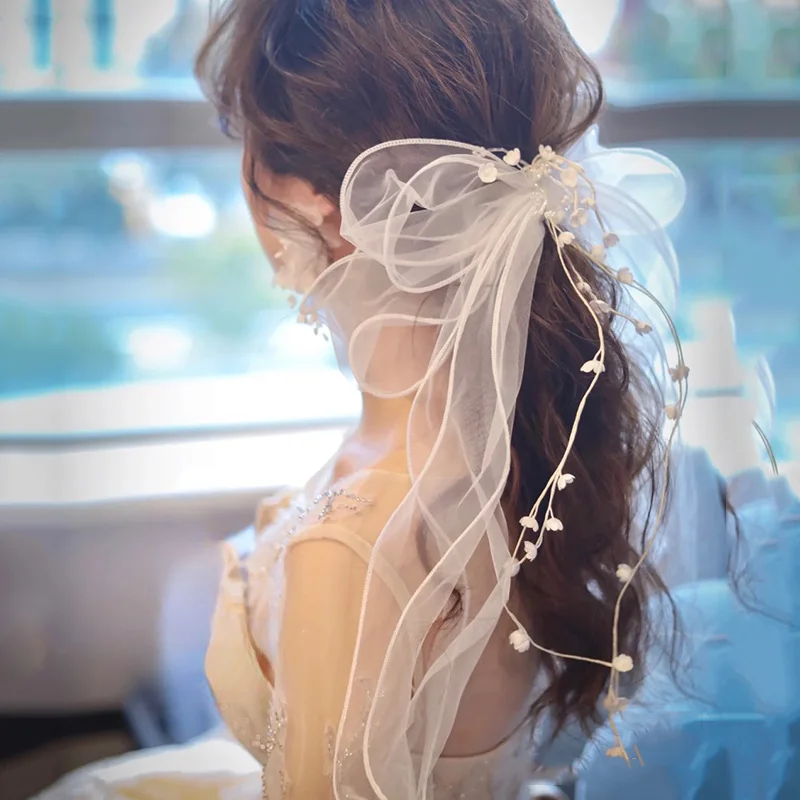 Short Ivory Bridal Veils Ruffles Tulle Wedding Accessories Marriage Bride Veils Wedding Head Veil