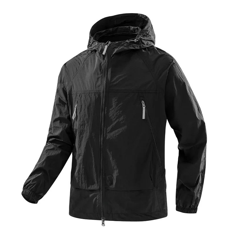 vbpbsql Men's Windbreaker Hooded Blue M 6