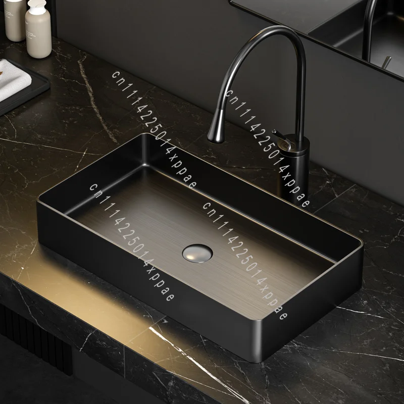 Gold Art Washbasin Customization Stainless Steel Countertop Basin Rectangular Black Washbasin Bar Bathroom Washbasin