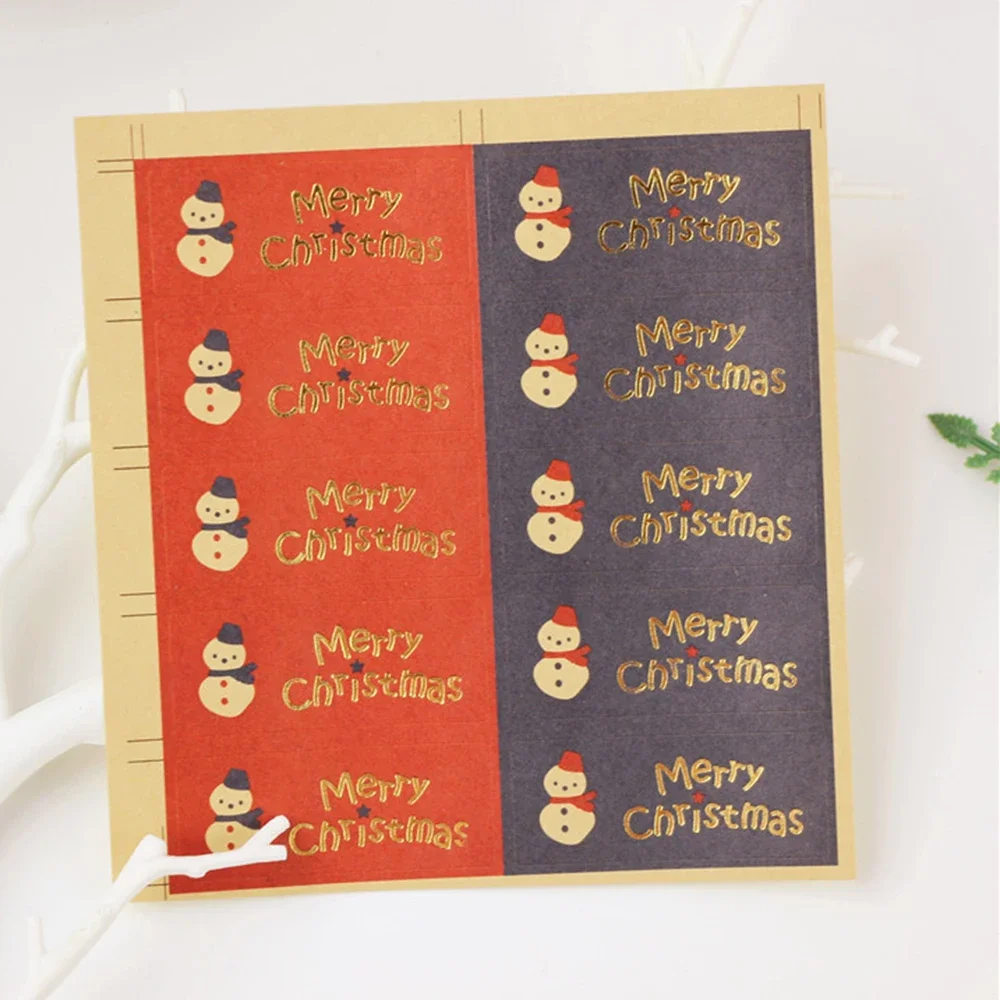 10 Sheets Rectangle Christmas Tree Sticker DIY Scrapbooking Party Envelope Gift Packaging Seal Stickers Stationery