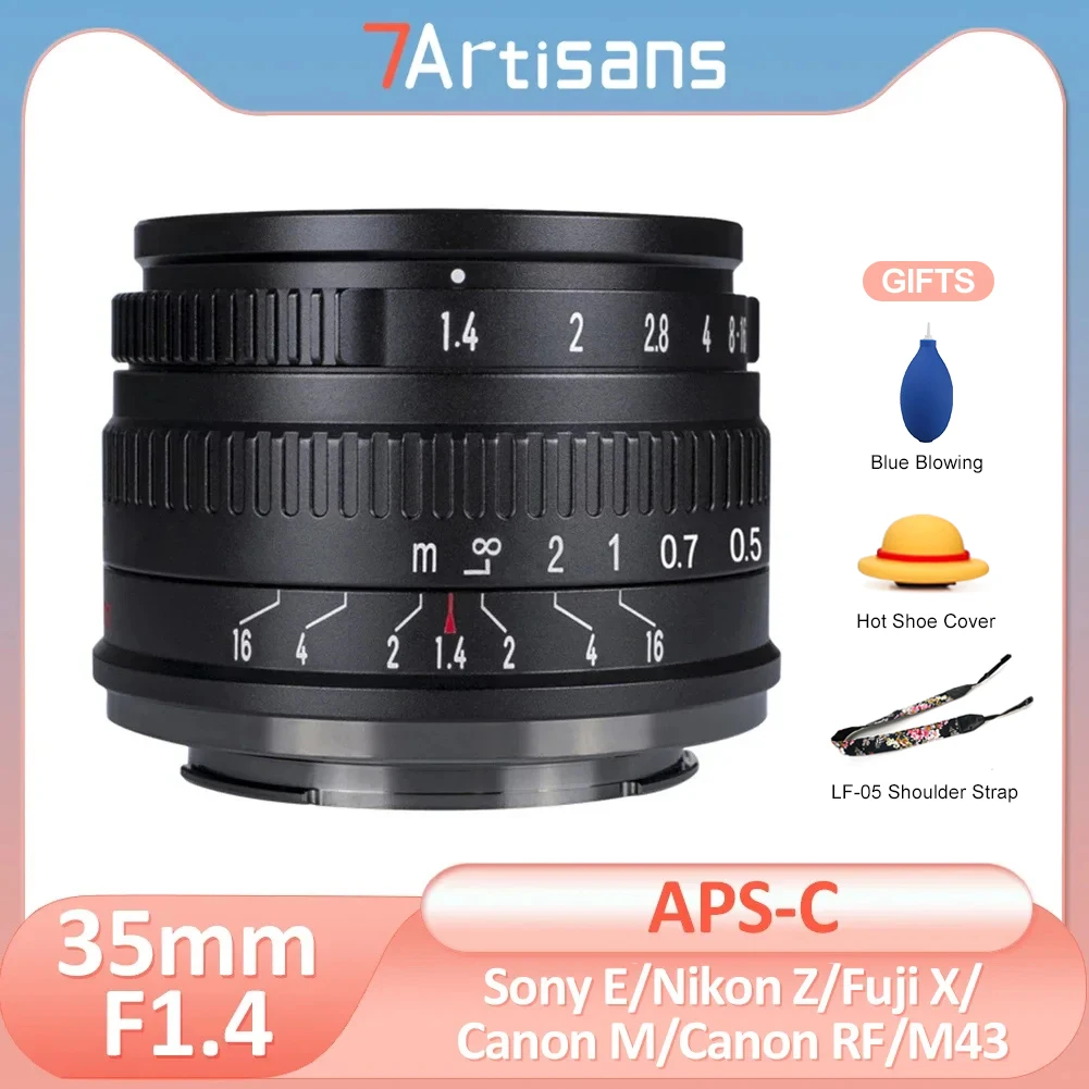 

7Artisans 35mm F1.4 II APS-C Prime Lens for Canon RF R7 Sony E ZVE10 A6300 Nikon Z Z5 Fuji FX XT30 Micro4/3 MFT Canon EOS-M M50