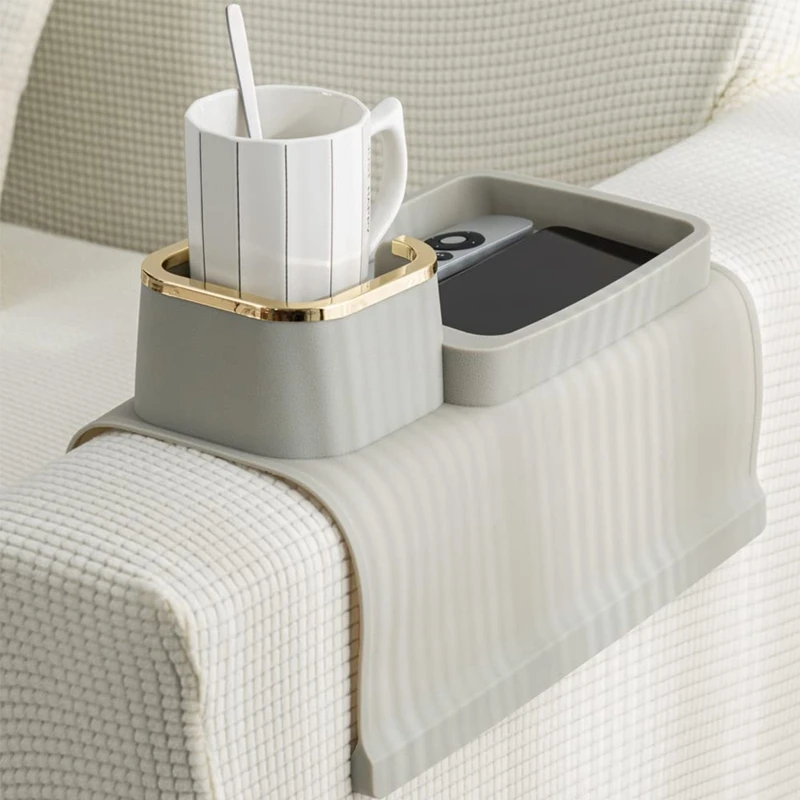 Sofa Armrest Coaster, Mobile Phone Remote Control Storage Box, Multifunctional Sofa Armrest Shelf, Non-Slip Living Room Drink Tray