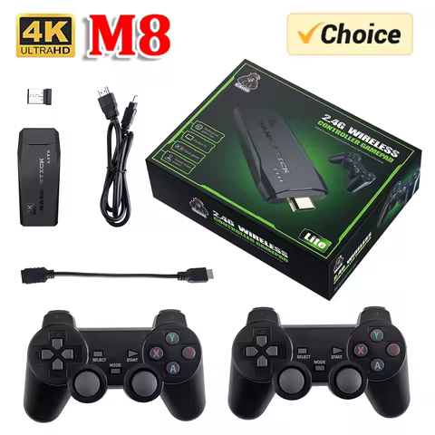M8 Game Console Built-in 20000 + 64GB Two-person Wireless Controller 2.4G Stick 4K HD PS1 GBA Video Children's Birthday Gift new