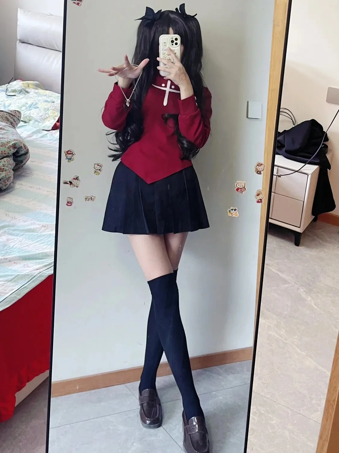 

Красный комплект с юбкой для косплея Fate Stay Night, с длинными рукавами, шикарный, модный, для взрослых, универсальный, весенне-осенний сезон