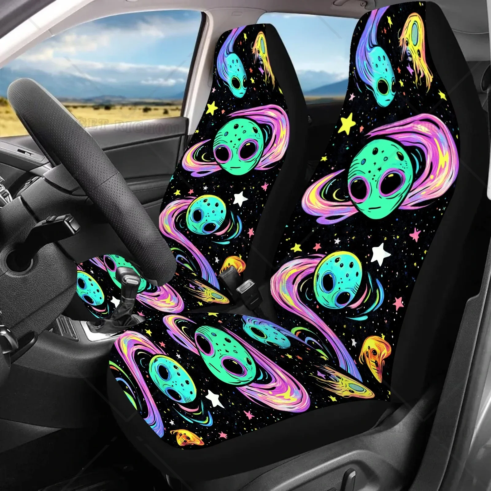 

Hipple Alien Print Fundas para asitos automóvil para mujeres y hombres, Protector универсальный para asitos lanteros automóvil