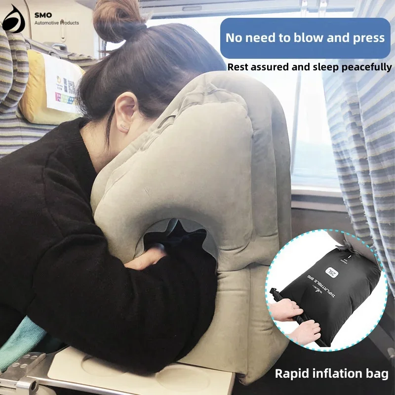 

Portable Travel Pillow Inflatable Pillow Office Student Nap Pillows Long Distance Train Airplane Chin Support Neck Pillows New