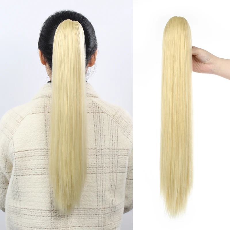 

Synthetic Claw Clip On Straight Ponytail Hair Extension 24inch Ponytail Extension Hair For Women Pony Tail Hair Hairpiece