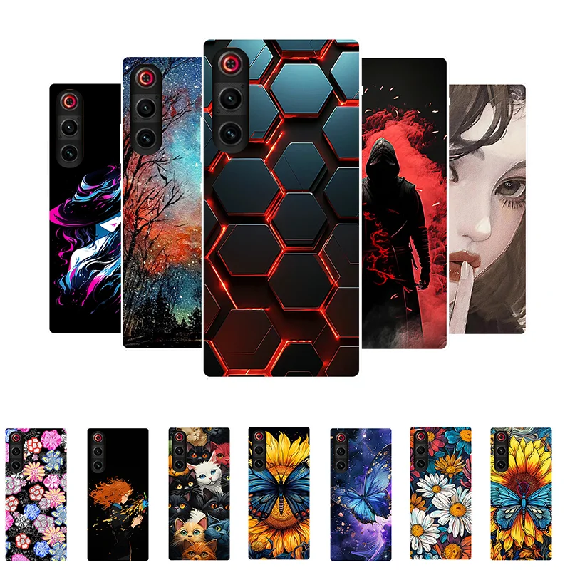 Чехол для ZTE Nubia Red Magic 10 Air  Мягкая задняя крышка-чехол из TPU с абстрактным цветочным узором  Для RedMagic 10 Air  Защитная крышка 10Air
